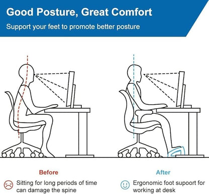 StrongTek Ergonomic Under Desk Footrest, 3 Adjustable Heights Wooden Office Footrest, Large Anti-Slip Surface, Improves Posture and Blood Circulation, up to 400lbs (Natural)