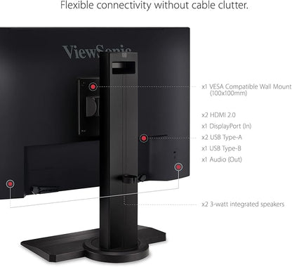 ViewSonic XG2431 24 Inch 1080p Gaming Monitor with 240Hz, 0.5ms, FreeSync Premium, NVIDIA G-Sync Compatible, Advanced Ergonomics, Eye Care, HDR400