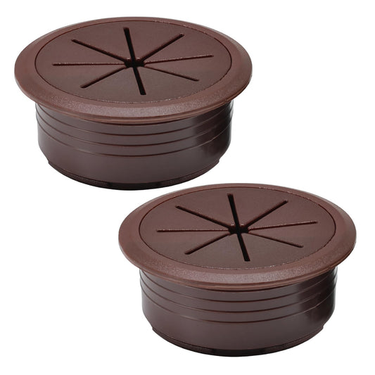 EASYEAH 2 Pcs Desk Grommet 2"/50 mm, Desk Hole Cover for Cables, Cable Grommet ABS Plastic, Desk Hole Grommet for Home & Office Pc, Detachable Cable Cord Organizer,Coffee