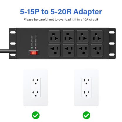 CCCEI 12 Gauge Heavy Duty Power Strip, 8 Ports, Black, 12FT.