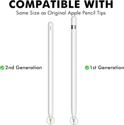NIUTRENDZ 4 Pack Replacement Tips for Apple Pencil 2nd Generation and 1st Generation Fine Point Metal Tip, Wear-Resistant & Precise Control (Clear, Pink, Blue and Grey, 1.05mm + 1.95mm)