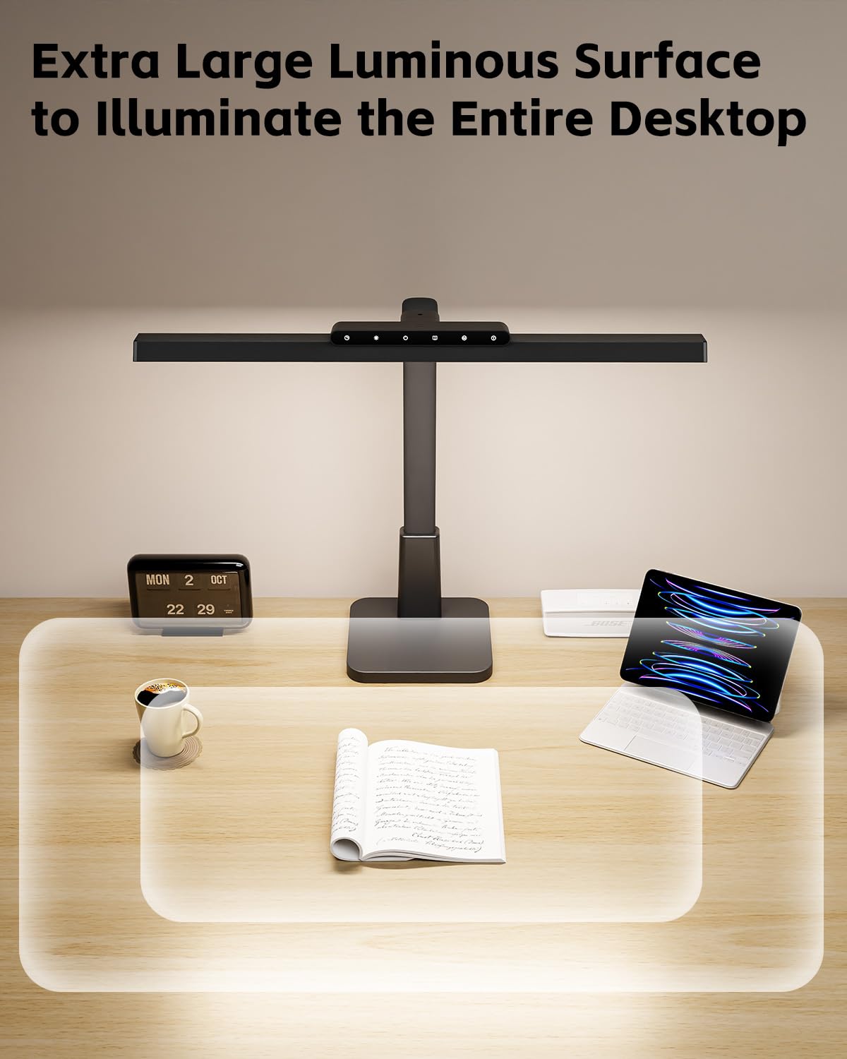 Desk Lamp with Stable Base, 1600LM Computer Desk Light with Timer Function