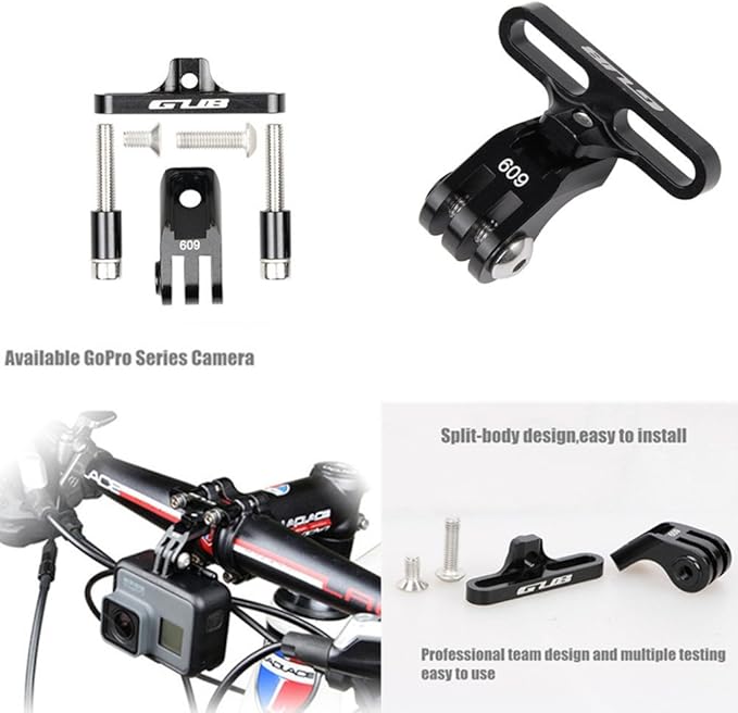 GUB Bike Camera Mount,Aluminium Bicycle Stem Front Camera Holder Mount Universal for GoPro Garmin Xiaomi SJCAM Action Camera (BLACK09)