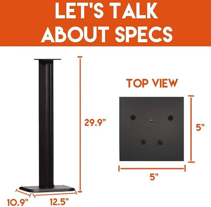 ECHOGEAR Universal Floor Speaker Stands - Vibration-Absorbing MDF Design Works with Klipsch, Polk, JBL & Other Bookshelf Speakers Or Studio Monitors - Includes Sound Iso Pads & Carpet Spikes