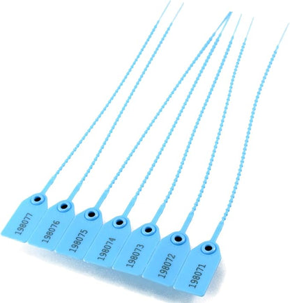 Plastic Tamper Seals, Zip Ties for Fire Extinguishers Pull Tite Security Tags Numbered Disposable Self-Locking Signage Tie 250mm Length (100 PCS, Light Blue)