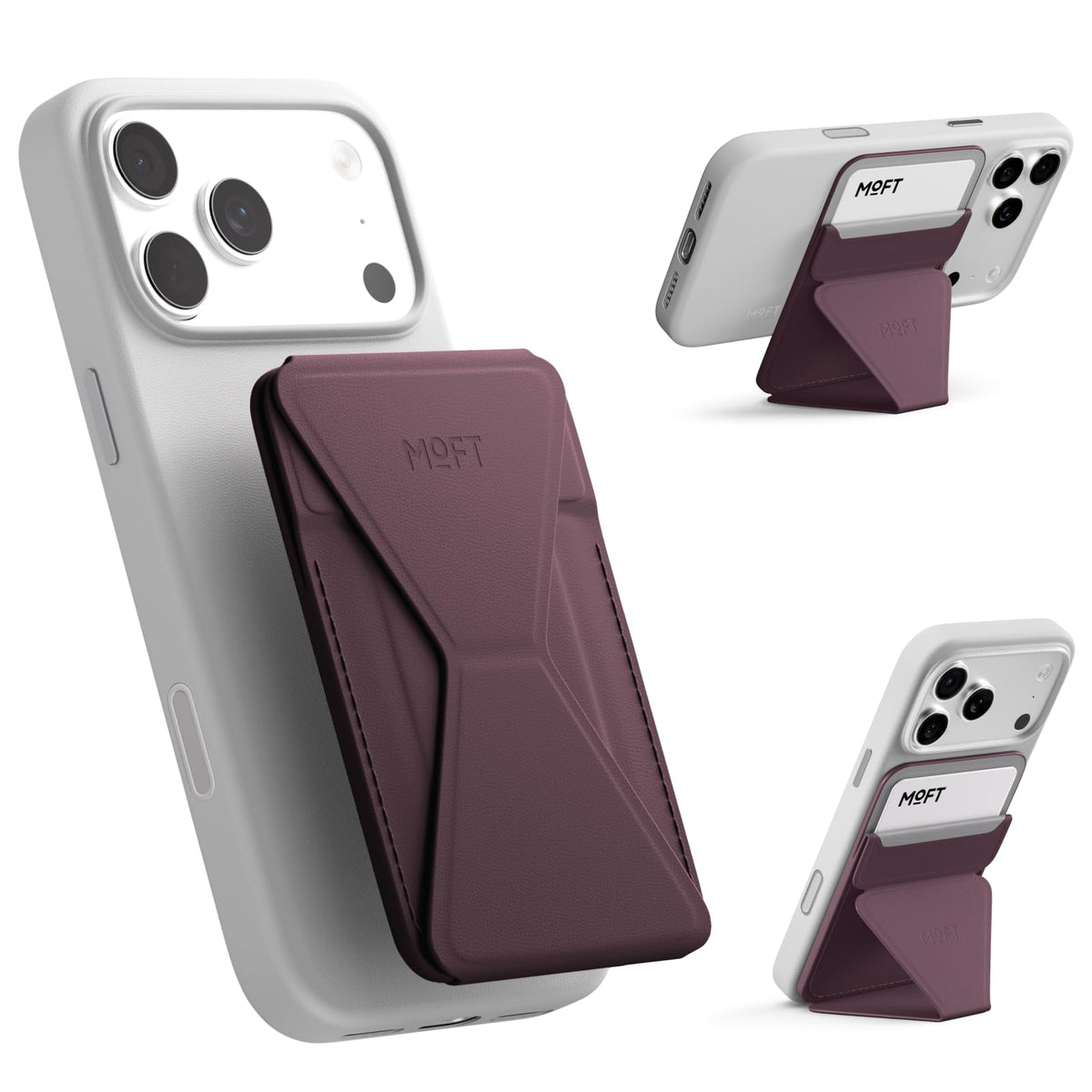MOFT Magnetic Wallet Stand Compatible with iPhone 18/17/16/15/14/13 Series, Angle Adjustment Magsafe Compatible MOVAS Phone Stand,Clay