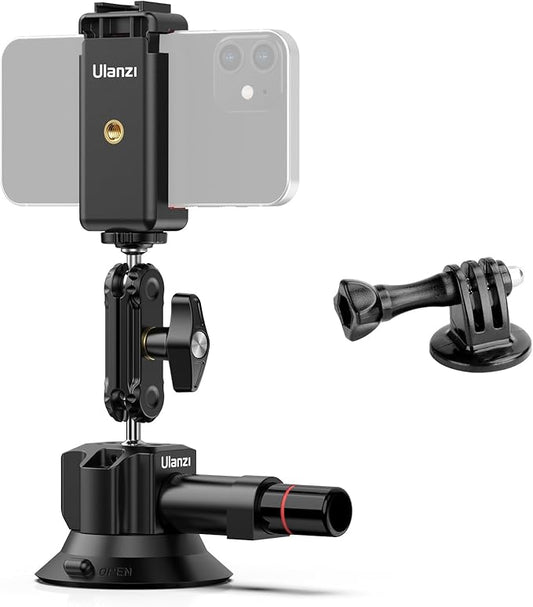 UURig SC-01 Suction Mount 3" for Vlogging Camera Car with Smartphone Clamp