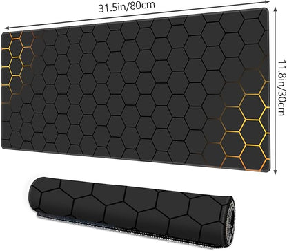 Galdas Gaming Mouse Pad XXL XL Large Long Extended Big Mousepad Non-Slip Rubber Keyboard Mouse Pad with Stitched Edges for Laptop Home Office (31.5x11.8x0.08 Inch) … (Grid)