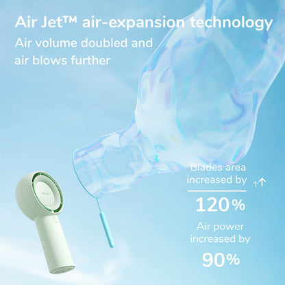 JISULIFE Portable Handheld Turbo Fan Rechargeable 4000mAh 5-Speed (Green)
