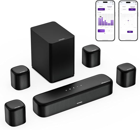 ULTIMEA 7.1ch Sound Bar with Dolby Atmos, Surround Sound System for TV with 4 Surround Speakers, Sound Bar for Smart TV with App Control, Soundbar with Subwoofer for Home Theater, HDMI eARC, Aura A60