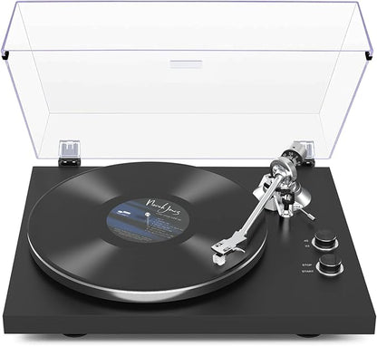 Turntables Belt-Drive Record Player with Wireless Output Connectivity, Vinyl Player Support 33&45 RPM Speed Phono Line USB Digital to PC Recording with Advanced Magnetic Cartridge&Counterweight Black