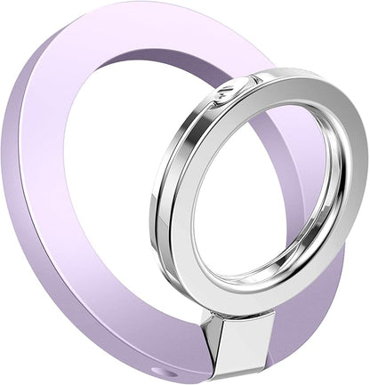 GVIEWIN Magnetic Phone Ring Holder, Compatible with MagSafe Phone Grip with Adjustable Stand, Magnet Phone Ring Kickstand for iPhone 16 Pro Max/Plus/15/14/13/12 Series/Other Phones (Lilac)