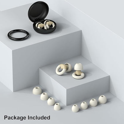 Ear Plugs for Sleeping, 2 Pairs of Reusable Earplugs for Noise Reduction 25dB-30dB with 8 Ear Tips, Soft Hearing Protection Ear Plugs for Concert,Noise Sensitivity, Study & Work
