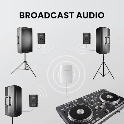 Avantree Audiplex - Wireless Audio Transmitter & Multiple Receivers Set for AV Receivers, Projectors, PA Systems, Hearing Assistant in Church, Broadcasts to 100 Multiple Headphones & Speakers