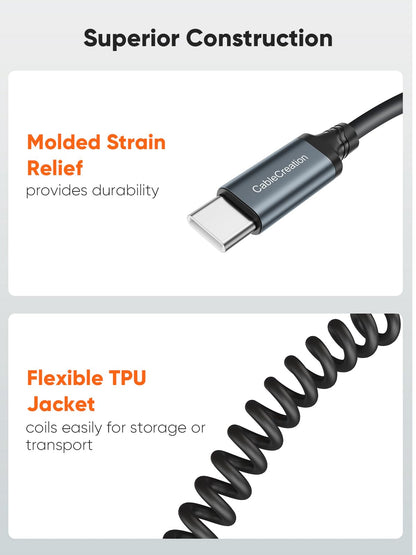 CableCreation Coiled USB C Cable for CarPlay & Android Auto