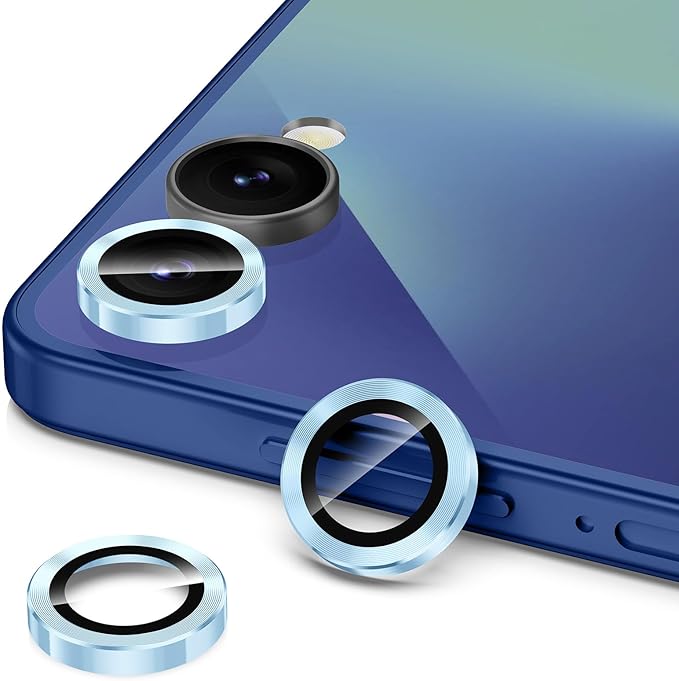 for Samsung Galaxy Z Flip 7 Camera Lens Protector, Individual Metal Ring Tempered Glass Lens Cover, [Strong Adsorption] Scratch Resistant Ultra-Thin HD Clear Lens Cover, 1 Set-Blue