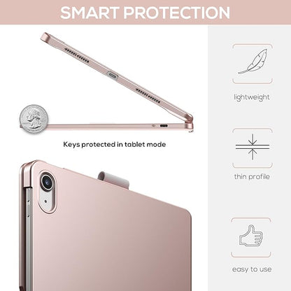 typecase Touch iPad 10th Generation Case with Keyboard (10.9", 2022) and iPad A16 (11th Gen, 2025) – 360° Rotatable, 11-Color Backlit, Multi-Touch Trackpad, Thin & Light (Rose Gold)