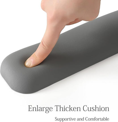 UnivoColors Design-Wave Keyboard Wrist Rest, Artificial Sheepskin+Memory Foam+Ergonomic+Anti-Slip Gel, Resilience Support During Work and Gaming,Keyboard Accessory,Grey