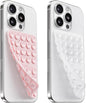 2PCS Silicone Suction Cup Phone Case Mount Double Sided, Hands-Free Phone Accessories Holder for Selfies and Videos, Silicon Sticky Phone Grip for iPhone and Android, Transparent&Light Pink