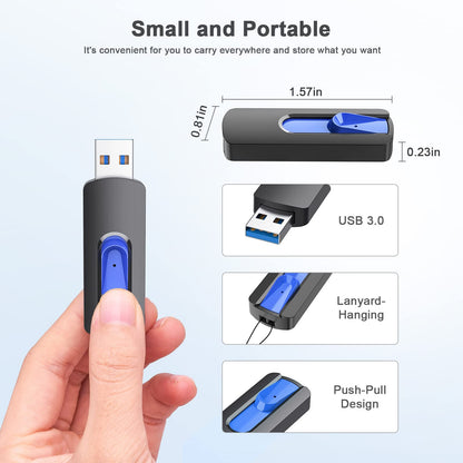 JUANWE 64GB Flash Drives 5 Pack, USB 3.0 Flash Drive Retractable Slide Thumb Drive, Thumb Drives 5 Pack Jump Drives Multipack Bulk USB Drive Data Storage for Computers, Blue