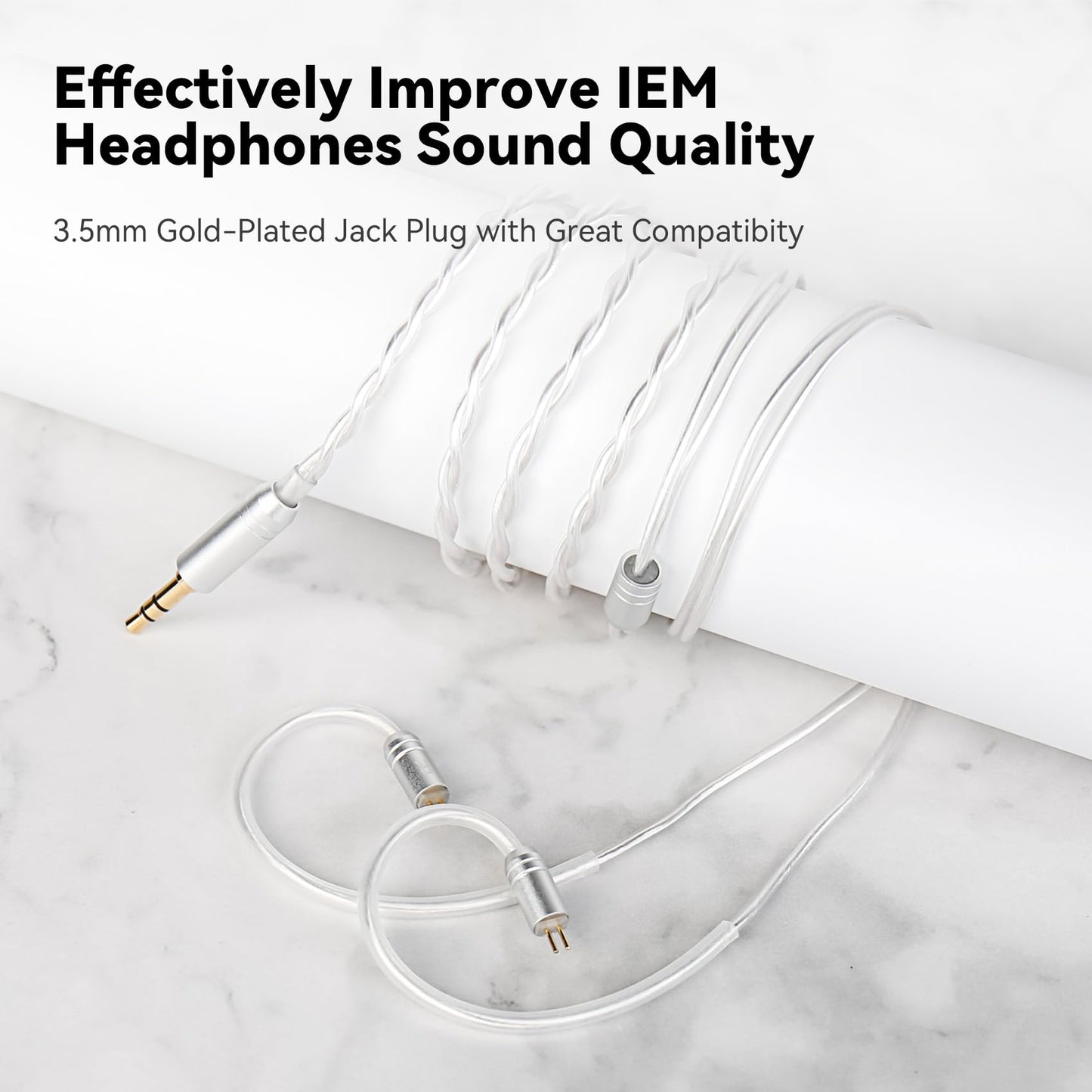 STA-K In Ear Monitor, EarAcoustic Audio HiFi Stereo Wired Earbuds, Hybrid Dual Drivers IEM Headphones, Crystal Clear Sound IEM Earphones with 2 Pin Cable for Musicians (With Microphone Usb, Silver)