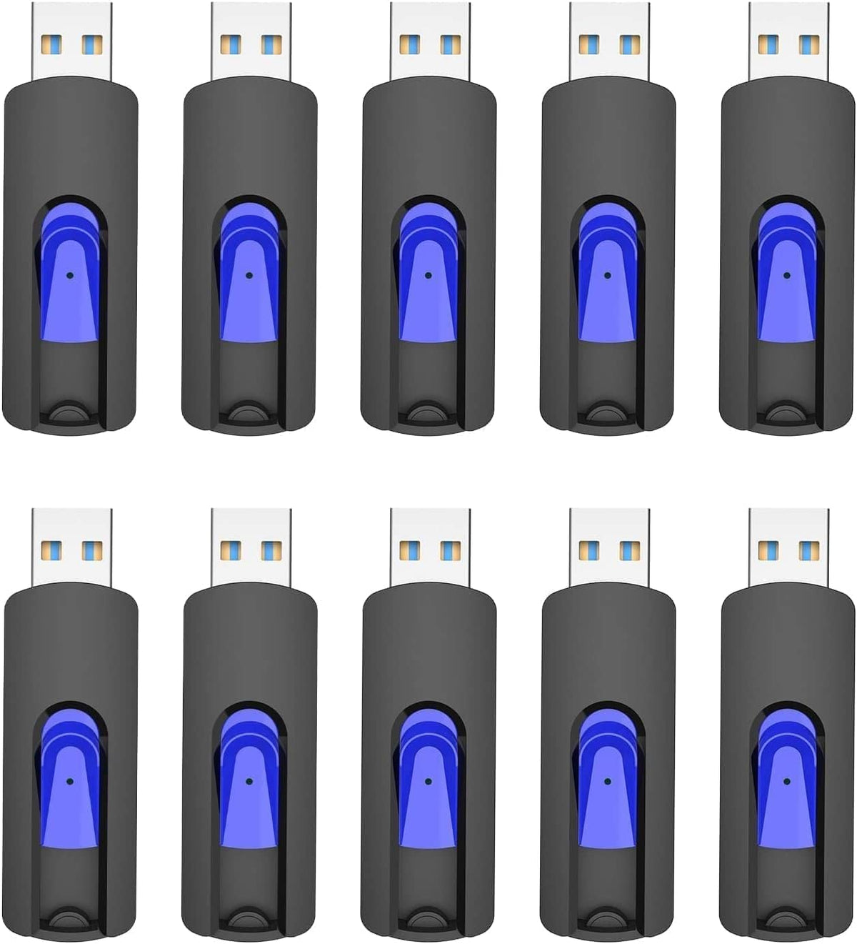 JUANWE 64GB Flash Drives 5 Pack, USB 3.0 Flash Drive Retractable Slide Thumb Drive, Thumb Drives 5 Pack Jump Drives Multipack Bulk USB Drive Data Storage for Computers, Blue