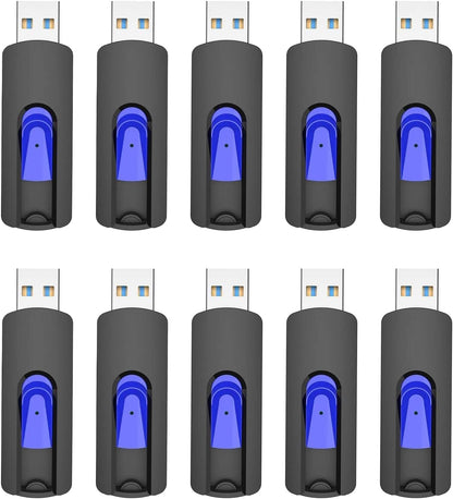 JUANWE 64GB Flash Drives 5 Pack, USB 3.0 Flash Drive Retractable Slide Thumb Drive, Thumb Drives 5 Pack Jump Drives Multipack Bulk USB Drive Data Storage for Computers, Blue