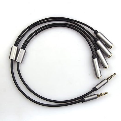 REXUS Grey 3.5mm Y Splitter Stereo Audio Cable 4-Pole Male to 2 Female for Headphone, Headset Splitter Adapter Extension Aux Cable, Compatible MobilePhone and New Version Laptop(M22F35G)