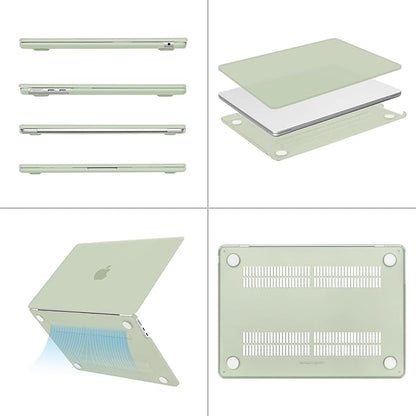 MOSISO Compatible with MacBook Air 13 inch Case 2025 2024 2023 2022 M4 A3240 M3 A3113 M2 A2681, Plastic Hard Shell&Keyboard Cover&Screen Film&Type C for MacBook Air 13.6 inch Case, Sage Green