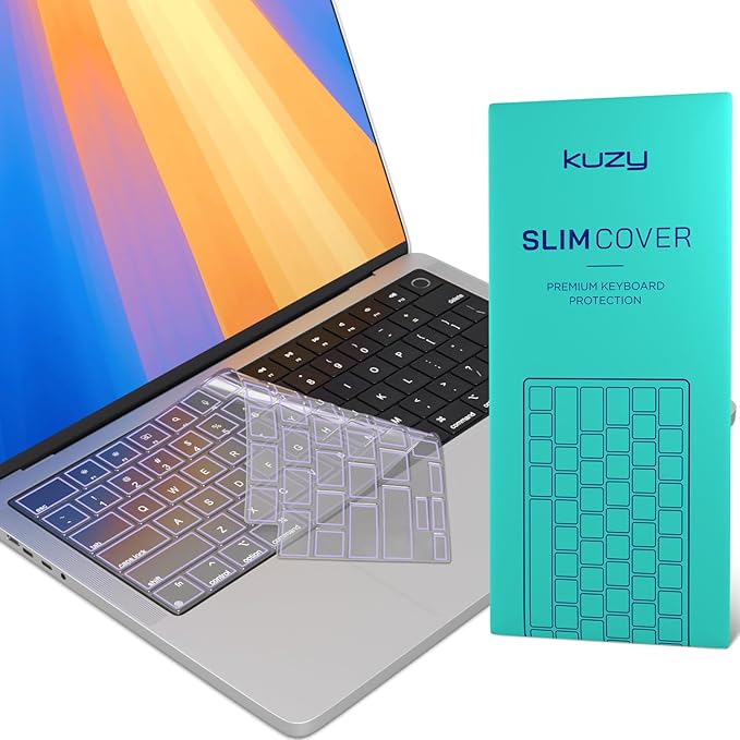 Kuzy Purple Premium MacBook Pro 14 inch Keyboard Cover M4 16" 2025 2024 2023 M3 M2 M1 Pro Max - MacBook Air 13 inch Keyboard Cover 15" M4 - A3240 A3241 A3401 A3403 A3114 A3113 - US Layout TPU, Purple