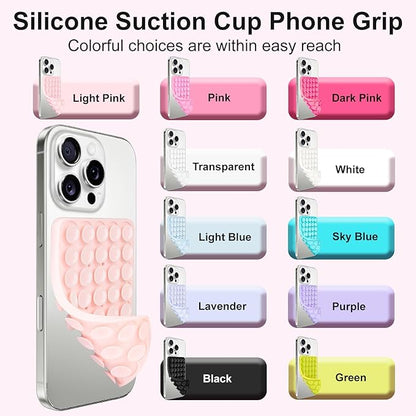 1 Pack Silicone Suction Cup Phone Case Mount Double Sided, Phone Accessories Hands-Free Strong Grip Holder for Selfies and Videos, Silicon Phone Stand Sticky for iPhone and Android Black