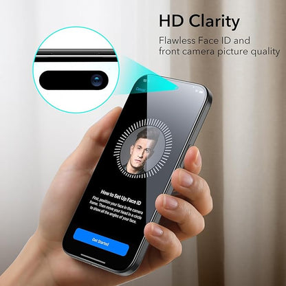 ESR 3+2 Pack for iPhone 15 Plus Screen Protector, 3 Black Edge Tempered-Glass Film and 2 Set Camera Lens Protector, 2.5D Curved Edges, Full-Coverage Military-Grade Protection, Scratch Resistant