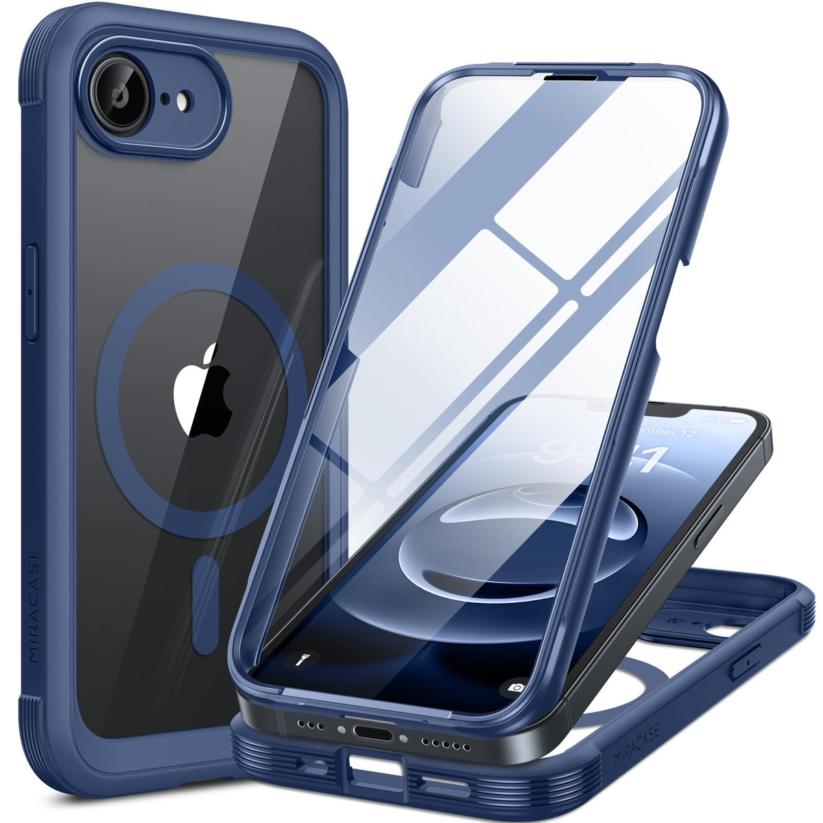 miracase for iPhone 17e Case & iPhone 16e Case, Full-Body Phone with Built-in Glass Screen Protector, [Magnetic with MagSafe] Military Drop Proof 17 E/ 16 E Cover Bumper 6.1 inch, Black