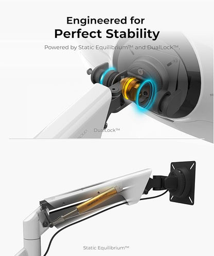 Heavy Duty Ultrawide Monitor Arm with RGB Lighting & USB Charging, Fits 34 to 49 inch Curved Screens, Supports 14 to 38 lbs, Adjustable Desk Mount, Gaming Setup, Black