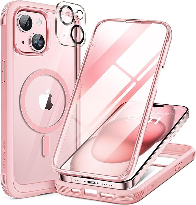 Miracase Magnetic for iPhone 12 Pro Max Case [Compatible with MagSafe] Full-Body Phone case with Built-in Glass Screen Protector& Camera Protector, Military Drop Proof 12 Pro Max Cover