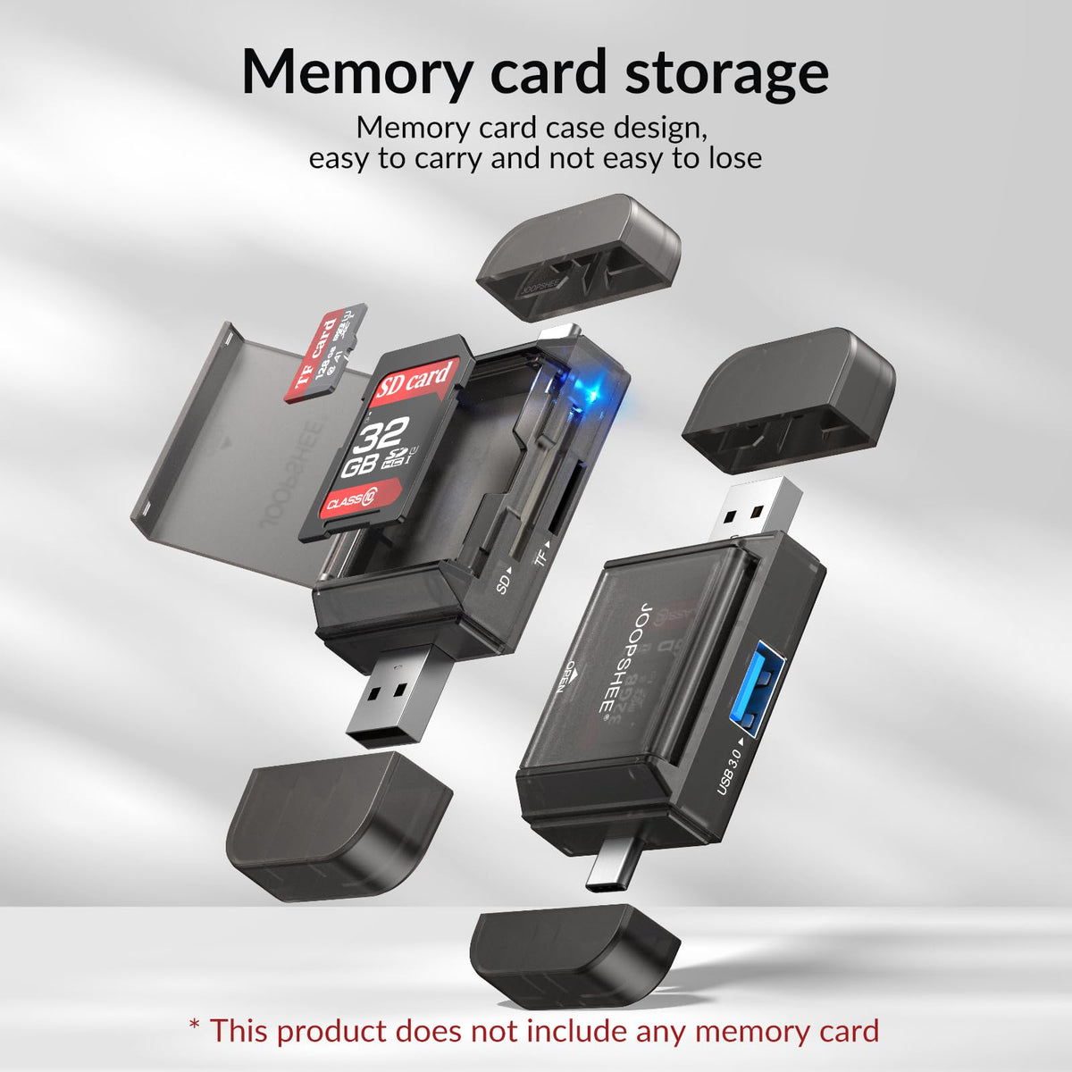 6-in-1 SD/TF Card Reader Adapter with SD Card Storage USB A & Type C Port & USB 3.0 Slots for Micro SD/SDHC/SDXC/MMC Memory Cards, Compatible with PC, MacBook, Chromebook, Android Phone, i-Phone