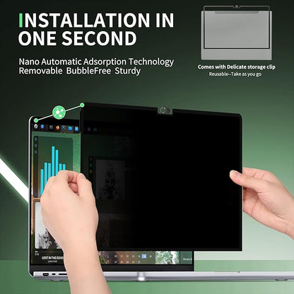 Privacy Screen for MacBook Pro 14 Inch M1/M2/M3/M4(2021-2024)-A2918 A2992 A2442 A2779,Anti Blue Light Glare Filter Removable Computer Protector, Monitor Shield Laptop Film With Camera Cover