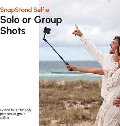 ShiftCam SnapStand Selfie – Magnetic Selfie Stick & Tripod – Compact, Foldable & Extendable with Tilt Head and Magnetic Bluetooth Remote (Stone, SnapStand Selfie)