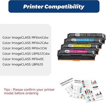 054 MF642cdw Toner Cartridge,Replacement for Canon 054H CRG-054 for Color imageCLASS MF644Cdw MF642Cdw LBP622Cdw MF641Cw Printer,No Fading,No Streak,Black Cyan Yellow Magenta 4 Pack