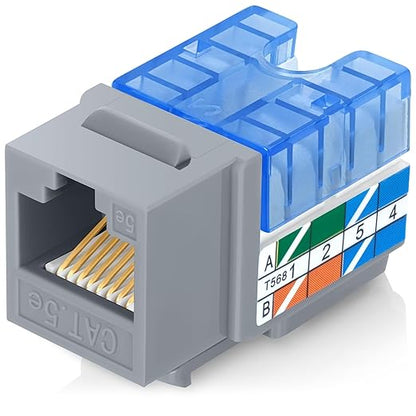 Everest 90° Angled RJ45 Cat5e Keystone Jacks 10-Pack in Gray - Slim Profile Female RJ45 Connectors - Cat 5e Keystone Jack - Compatible with 90° Angled Speed Termination Tool - easyJACK (B094WB91H3)