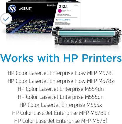 HP 212A Magenta Toner Cartridge | Works with HP Color LaserJet Enterprise M554, M555 Series, HP Color LaserJet Enterprise MFP M578 Series | W2123A