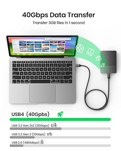Silkland USB 4 Cable for Thunderbolt 4 Cable 4FT, 40Gbps Data Sync, 8K/6K@60Hz, 240W Charging, [USB-IF Certified] USB C to USB C Thunderbolt Cable, Compatible for MacBook, SSD, Docking, iPhone 16,eGPU