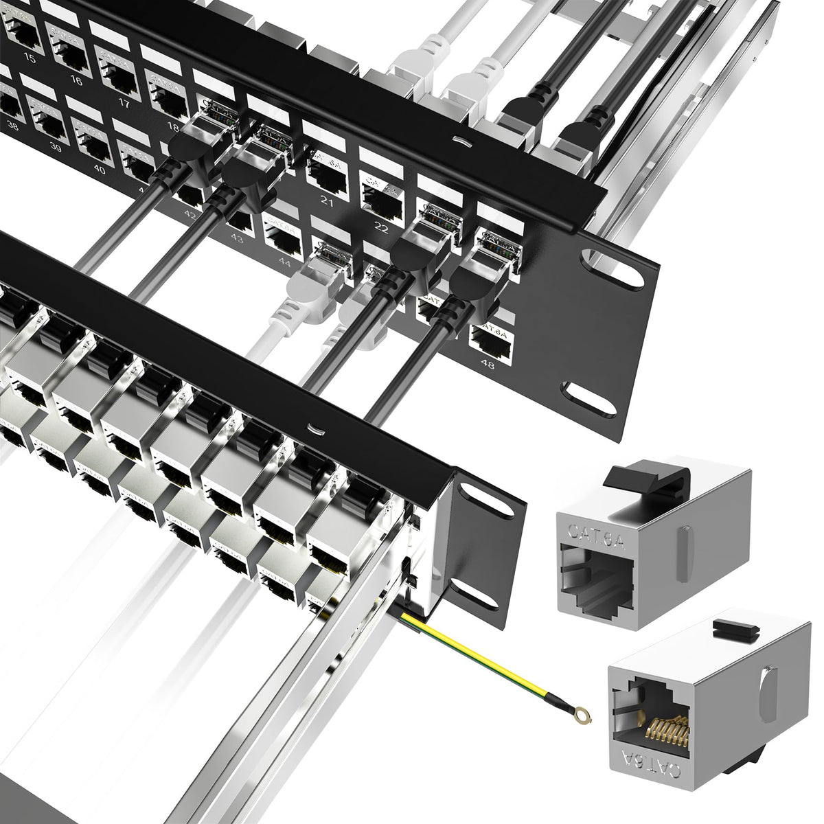 Jadaol [UL Listed] 24 Port Patch Panel Rackmount or Wall Mount 19-Inch 1U