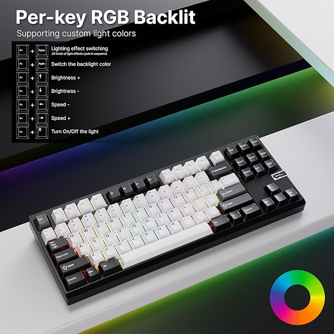 Chilkey ND TKL Aluminum Mechanical Keyboard, 87 Keys Tenkeyless Wireless Gaming Keyboard, Tri-Mode BT5.3/2.4GHz/USB-C PBT Keycaps Hot Swappable Custom Key Board for Windows Laptop Office PC