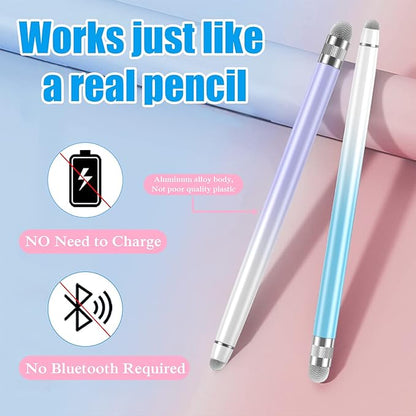 2PCS Stylus Pens for Touch Screens, Stylus Pen for iPhone/iPad/Tablet Android/Microsoft Surface, Compatible with All Touch Screens(Purple/Blue)
