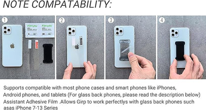 Phone Grip Holder for Hand, Universal Finger Strap Phone Holder, Finger Selfie Grip Compatible with Most Smartphones (Blue) - 2Pack