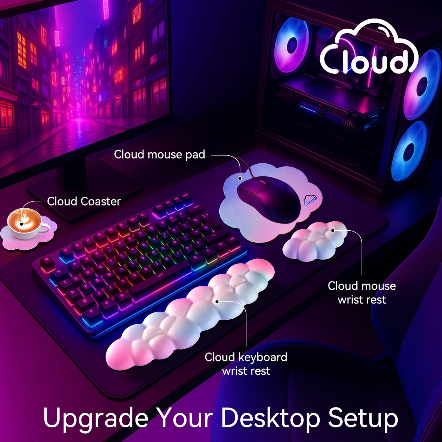 Sushret Cloud Wrist Rest for Computer Keyboard and Mouse Pad Set,Dark Green