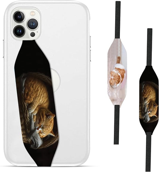 Switchbands Phone Grip Strap - Reversible Finger Holder for Phone Back, Customizable Anti-Slip Design, Wireless Charging Compatible Detachable Holder for iPhone - Cat Nap