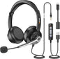 Wantek USB & 3.5mm Headset with Mic for PC/Laptop,Wired Headset with Noise-Cancelling Microphone & Audio Controls Perfect for Home Office Online Class Skype Zoom Call Center Webinar,All Day Comfort