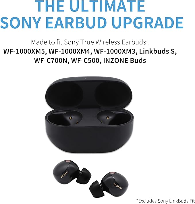 Comply TrueGrip | Premium Memory Foam Replacement Earbud Tips for Sony True Wireless Earbuds | Enhanced Comfort, Secure Fit, Superior Noise Isolation, Cleaning Tool | Black (S/M/L) (3 Pairs)